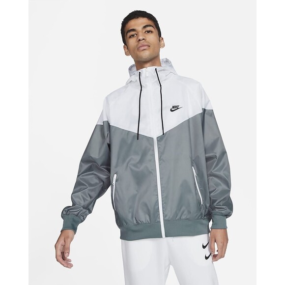 NWT NIKE Sportswear Windrunner Full-Zip Jacket White/Grey MEN’S L Windbreaker - Picture 1 of 13